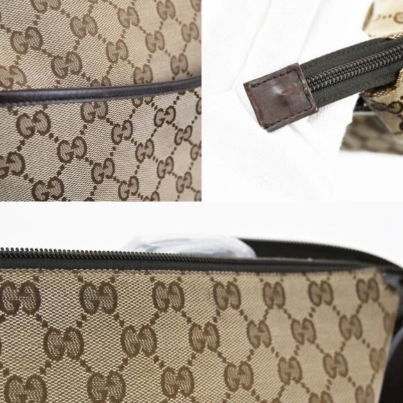 GUCCI Logo GG Pattern Crossbody Shoulder Bag Canvas Leather Brown SHW - Picture 4 of 16